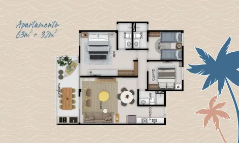 Ipojuca Muro Alto Apartamento Venda R$1.230.000,00 2 Dormitorios 1 Vaga Area construida 63.50m2