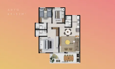Ipojuca Cupe Apartamento Venda R$1.340.000,00 2 Dormitorios 1 Vaga Area construida 63.00m2
